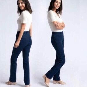 BETABRAND women’s straight leg 4-pocket yoga jeans size medium dark indigo comfy